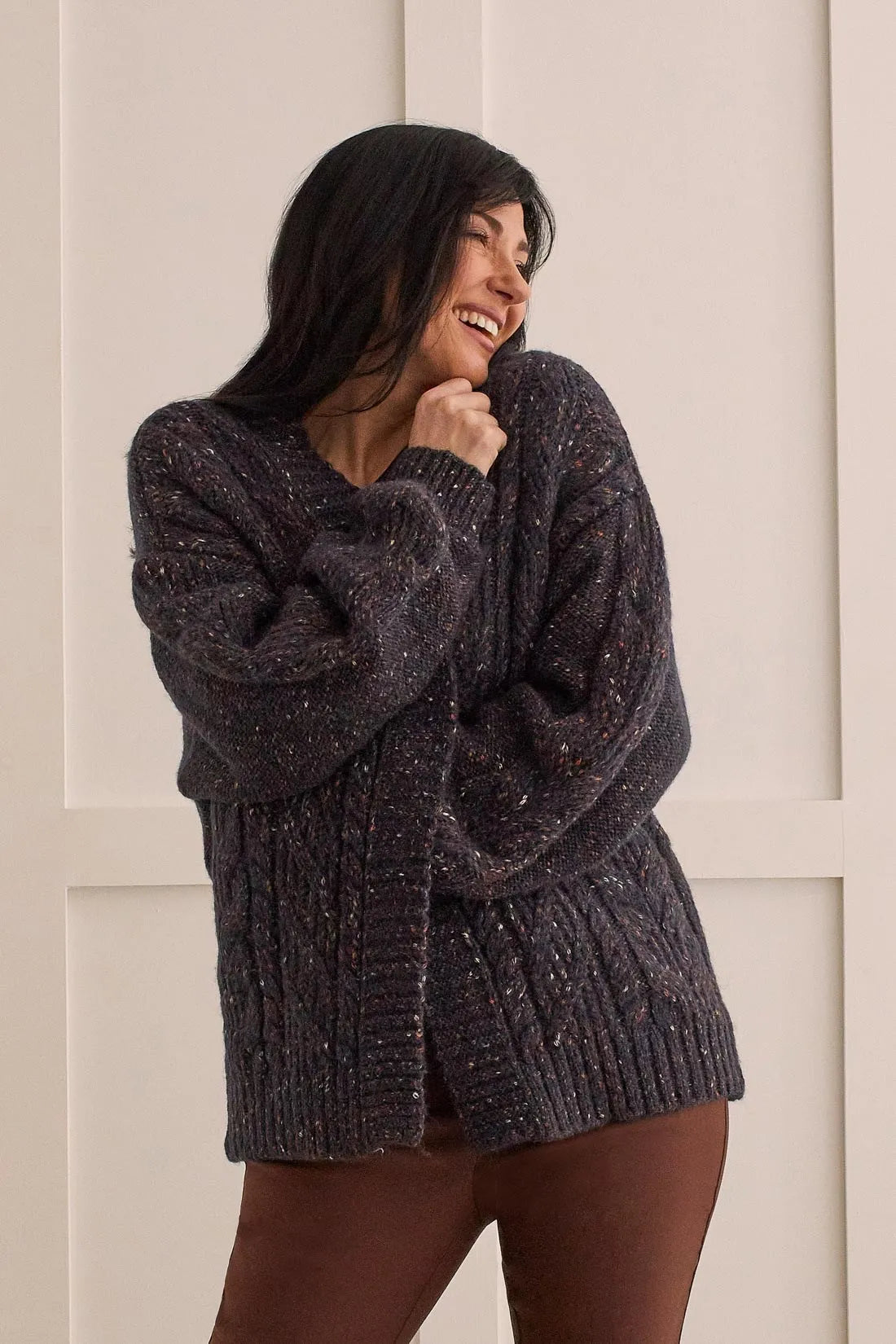 Tribal 15570 Popcorn Knit Cocoon Cardigan