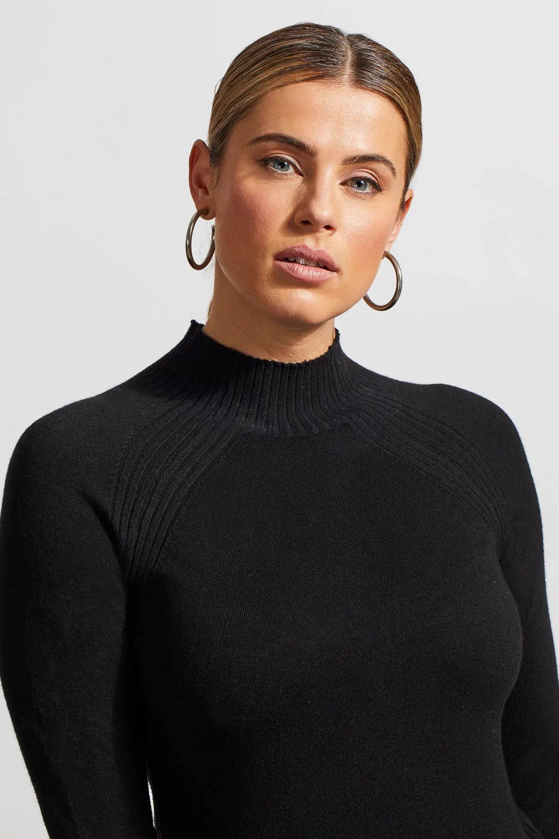 Tribal 14810 Combo Rib Funnel Neck Sweater