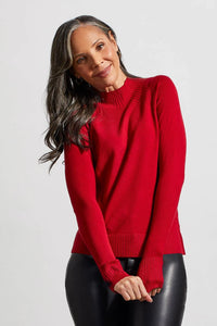 Tribal 14810 Combo Rib Funnel Neck Sweater