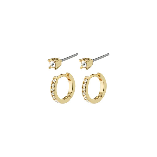 Pilgrim 632232003 Mille Crystal Hoops and Earstuds 2-in-1 Set Gold Plated