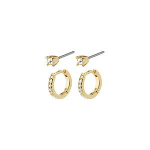 Pilgrim 632232003 Mille Crystal Hoops and Earstuds 2-in-1 Set Gold Plated