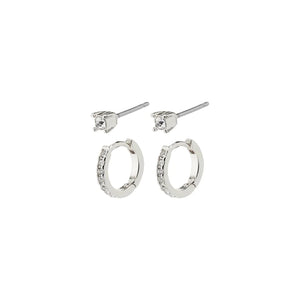 Pilgrim 632236003 Mille Crystal Hoops and Earstuds 2-in-1 Set Silver Plated