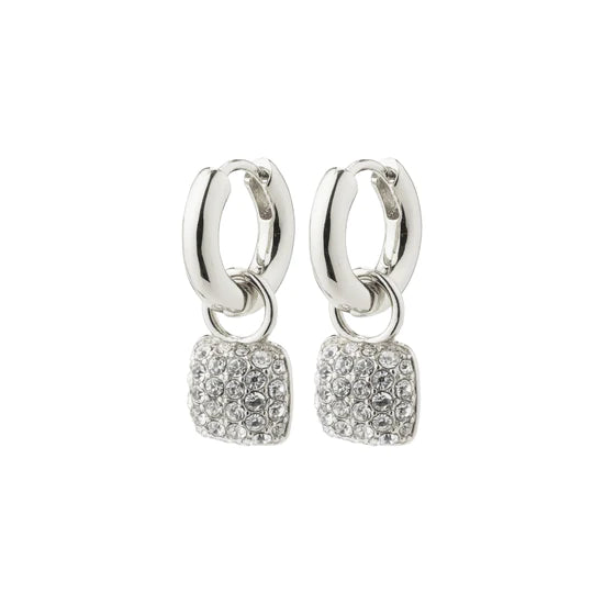 Pilgrim 672336003 Cindy Recycled Crystal Hoop Earrings Silver Plated