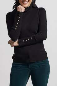 Tribal 14900 Black Long Slv Turtle Neck Sweater on