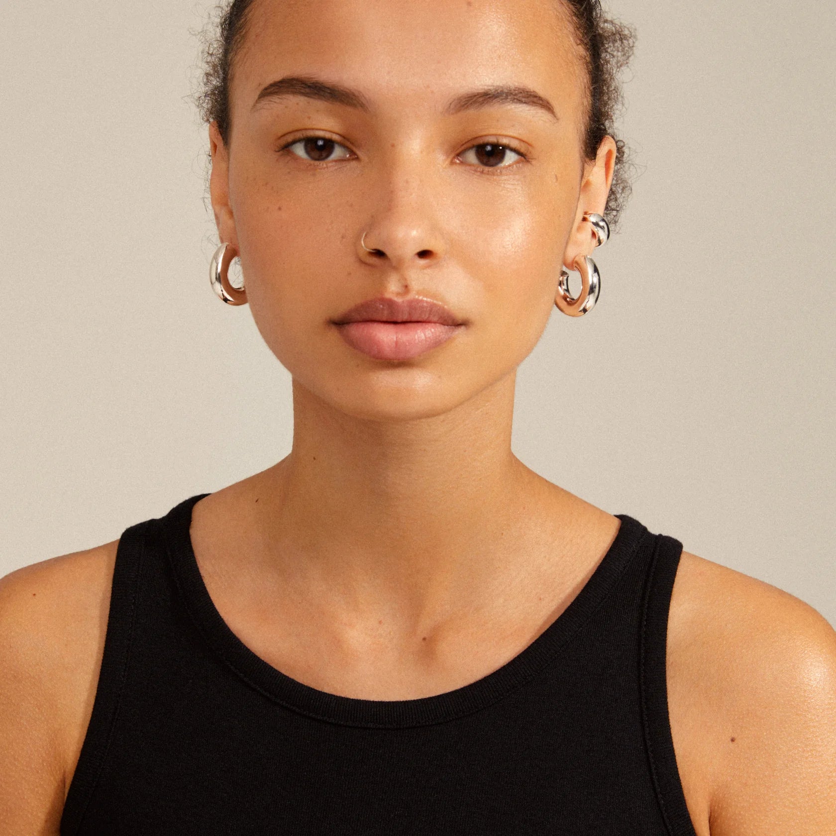 Pilgrim 262346063 Aleena Recycled Chunky Hoops and Cuff Earrings