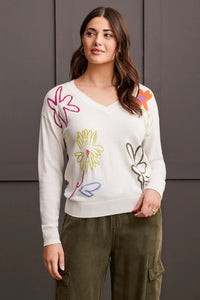 Tribal 56680 Eggshell V-Neck Drop Shoulder Sweater