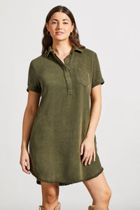 Tribal 56570 Olive Shirt Dress w/ Pockets