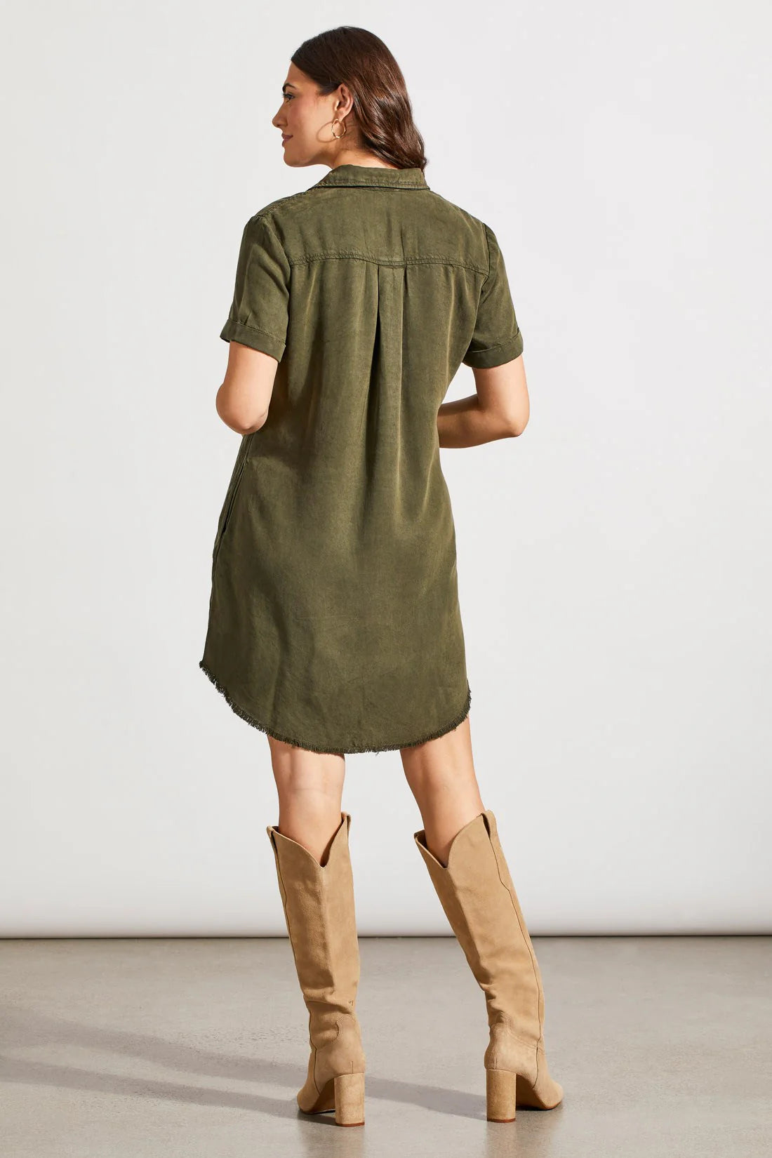 Tribal 56570 Olive Shirt Dress w/ Pockets