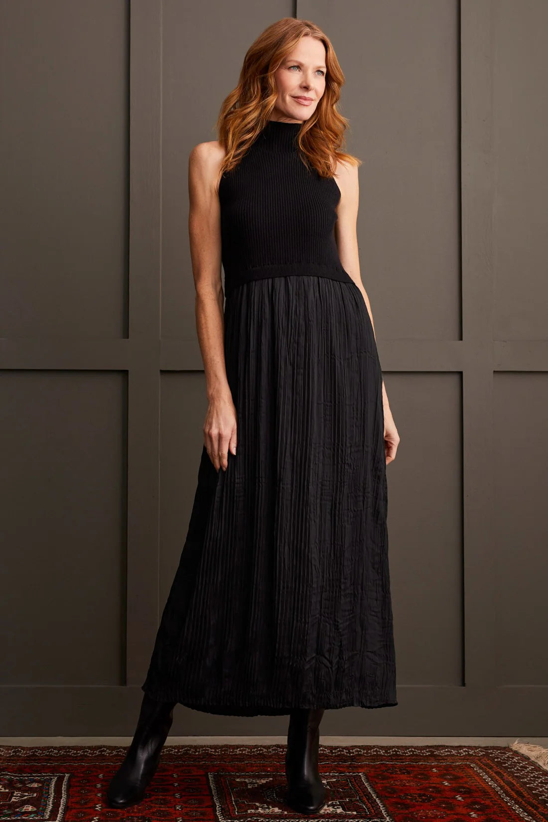 Tribal 9050 Black Slvls Twofer Maxi Dress