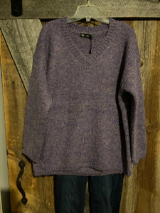 Lyla & Luxe Jax Purple Marl V-Neck Sweater