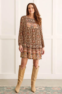 Tribal 15490 Long Slv Front Button Up Dress