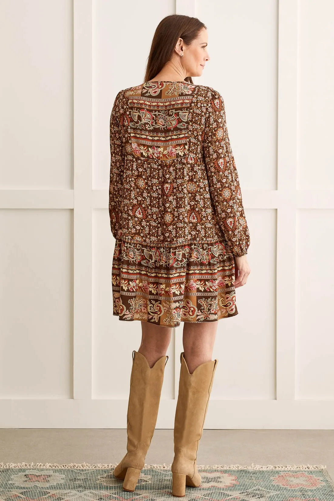 Tribal 15490 Long Slv Front Button Up Dress