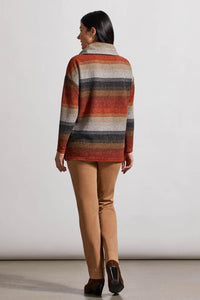 Tribal 47840 Stripe Cowl Neck Sweater