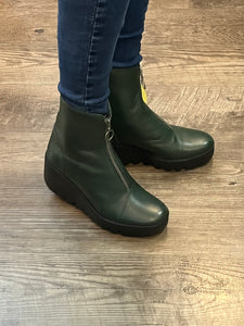 Fly London Boce Naomi Dark Green Front Zip Boot