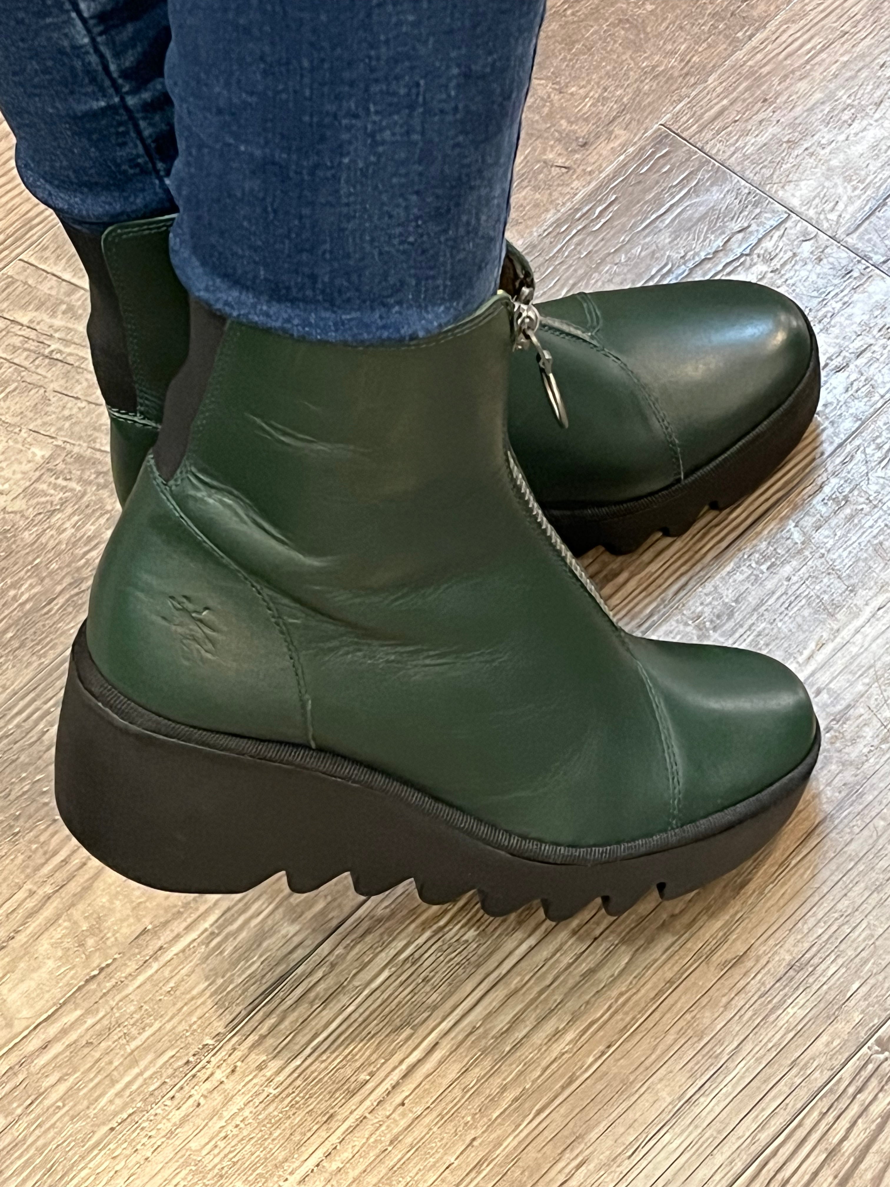 Fly London Boce Naomi Dark Green Front Zip Boot