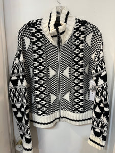 Tribal 15300 Black/White Zip Mock Neck Sweater