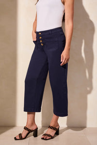 Tribal 57150 Nautical Audrey Hugging Wide Crop Jeans