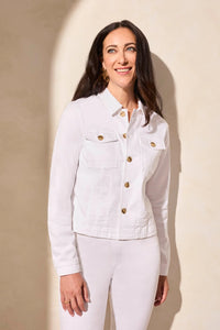 Tribal 20190 White Button Front Jacket
