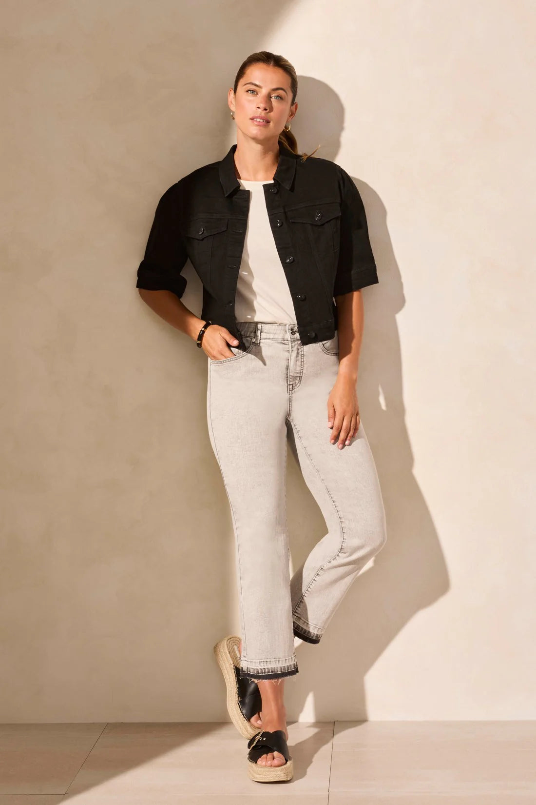 Tribal 57130 Elbow Slv Demin Jacket