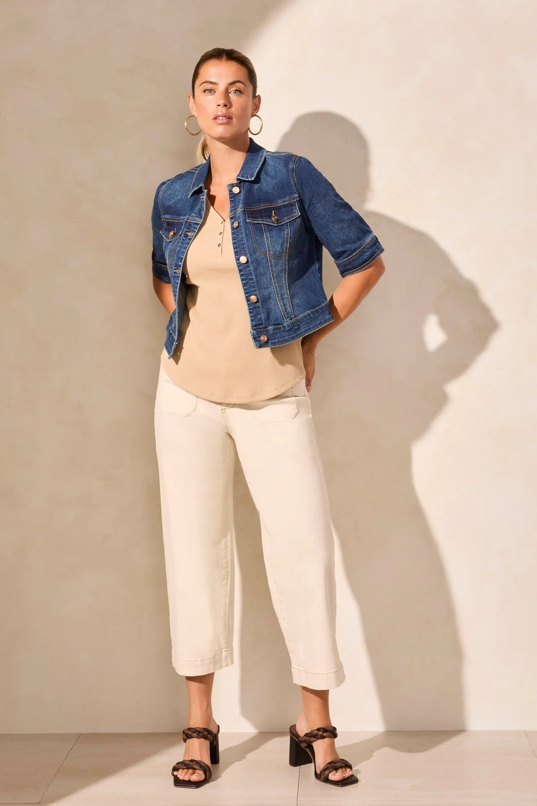 Tribal 57130 Elbow Slv Demin Jacket