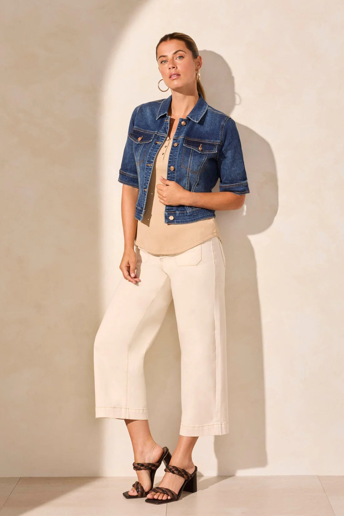 Tribal 57130 Elbow Slv Demin Jacket