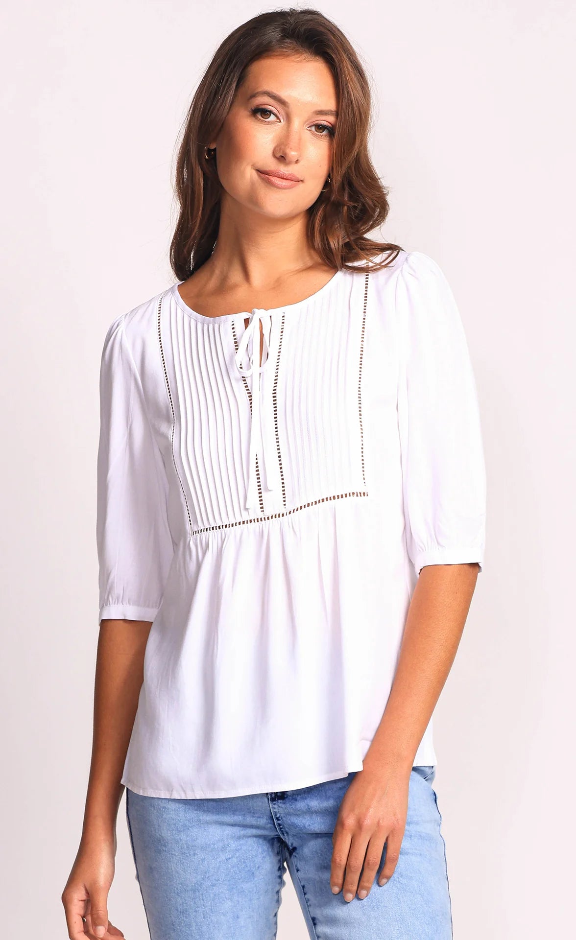 Pink Martini To-230508W Azalea White 3/4 Blouse