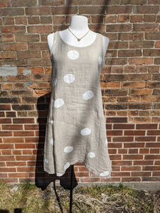 Me & Gee 19-00571 Dots Beige Linen Dress