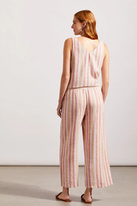 Tribal 77040 Stripe Flowy Crop Pant w/ Drawstring