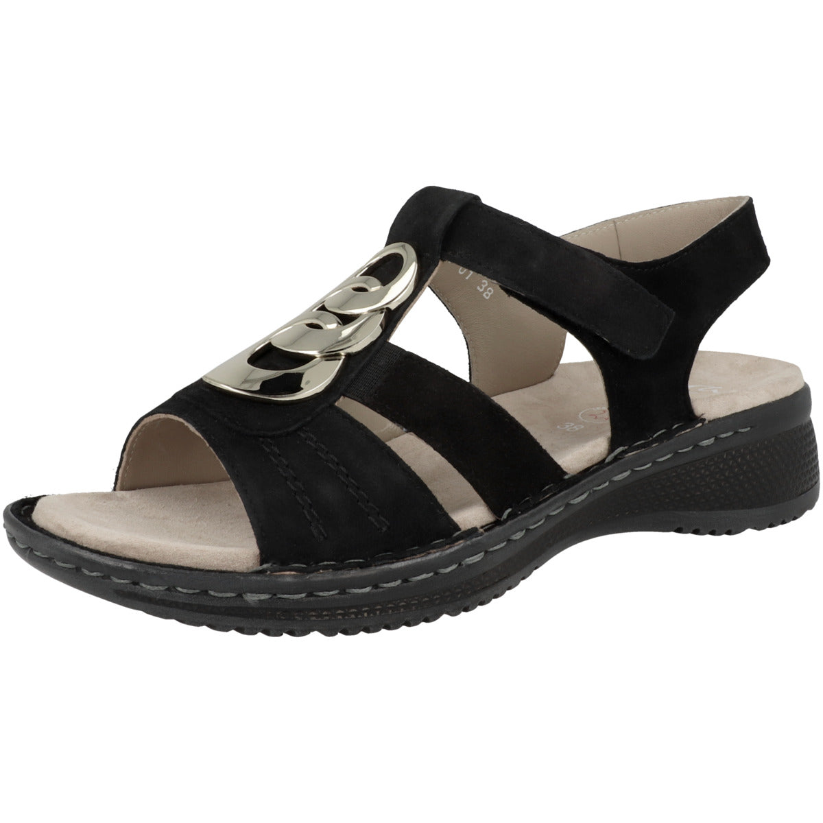 Ara 12-29011 Black Suede Sandal