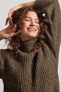 Tribal 78980 High Funnel Neck Oversized Sweater