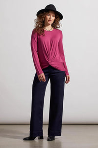 Tribal 79470 Crew Neck Top w/ Faux Knot