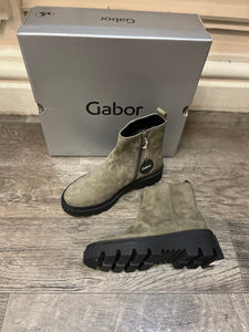 Gabor 31.820.19 Olive Soft Nubuk Side Zip Boot