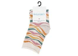 Bleu Foret 6406 Cotton Ankle Socks w/Waves