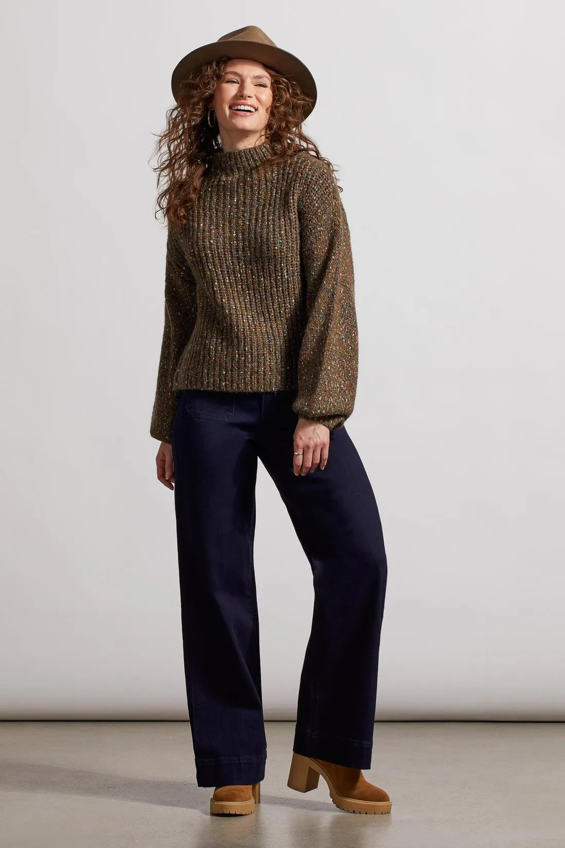 Tribal 78980 High Funnel Neck Oversized Sweater