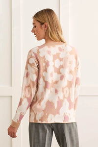 Tribal 15970 Rose Pink Reversible Crew Neck Sweater