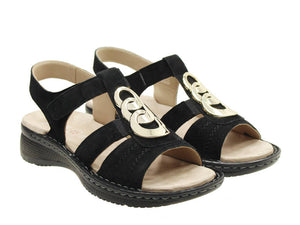 Ara 12-29011 Black Suede Sandal