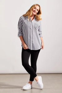 Tribal 13340 Stripe Roll Up Blouse Shirt