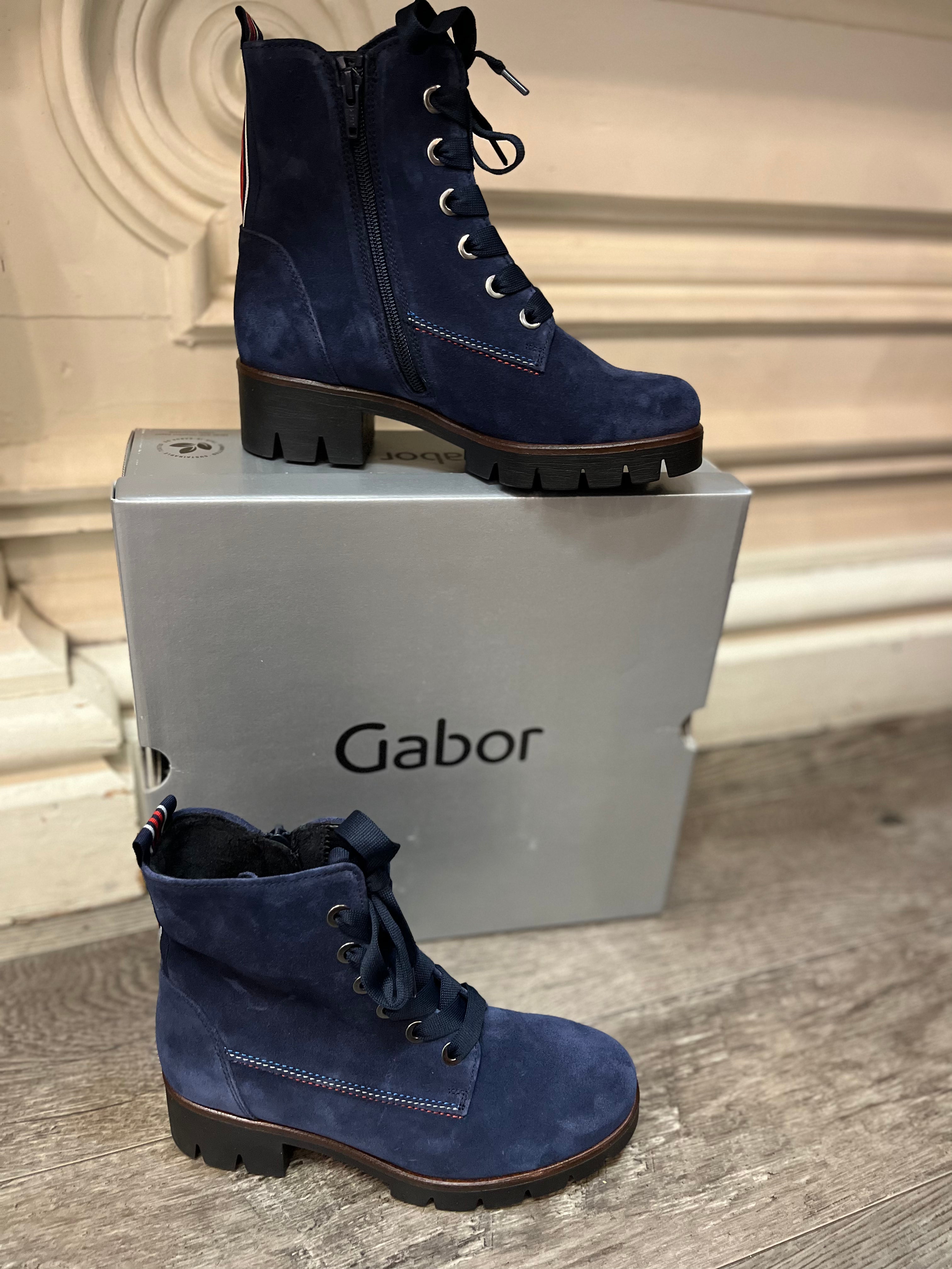 Gabor 31.711.16 Navy Suede Lace Boot