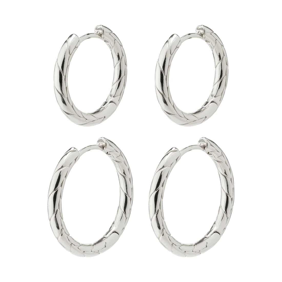 Pilgrim 102236003 LOVE hoop earrings 2-in-1 set silver-plated