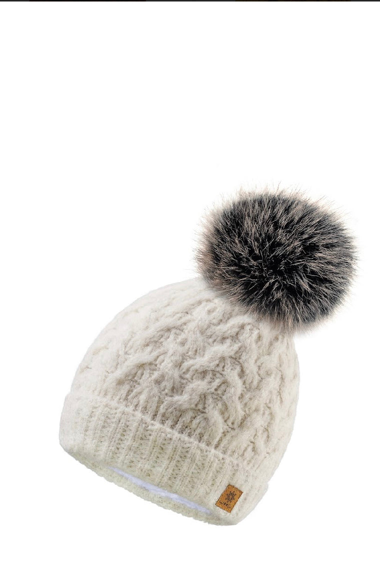 Woolk Davos Wool Knit Hat with Pom Pom