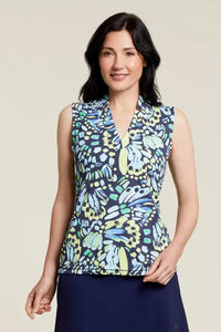 Tribal 13210 Floral Slvls V-Neck Top