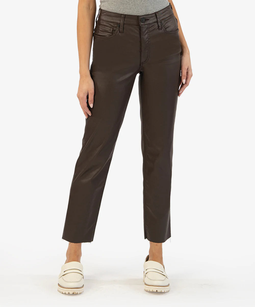 Kut KP1561MD8L Chocolate Vegan Mom Raw Edge Pant