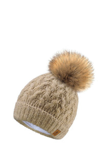 Woolk Davos Wool Knit Hat with Pom Pom