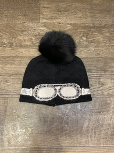 Mitchie’s HT0099 Sparkle Sunglasses Beanie w/Snap on Fur Pom Pom