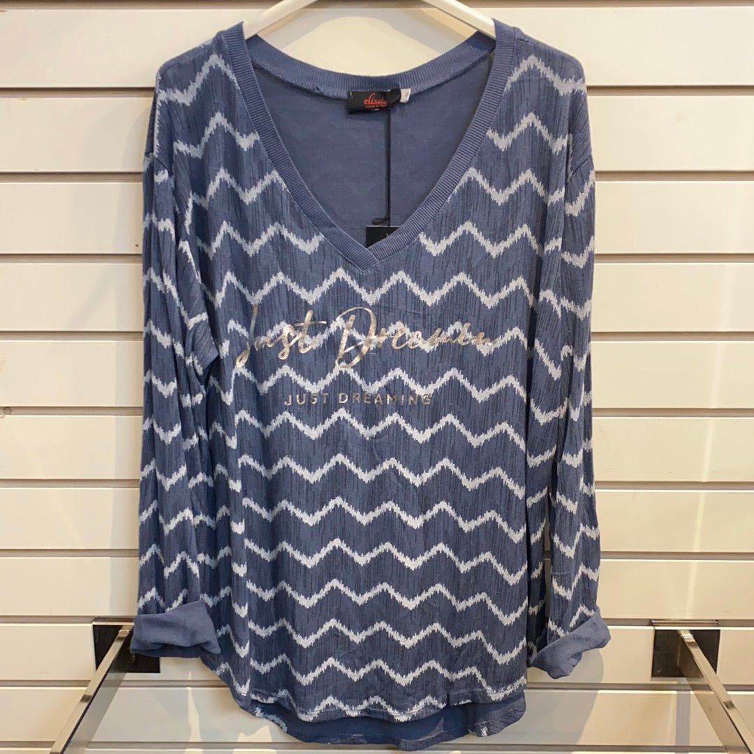 Elissia GM71222 Zig Zag Long Sleeve Top