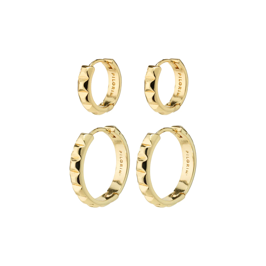 Pilgrim 262232063 TRISHA pyramid shape hoop earrings 2-in-1 set gold-plated