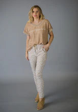 Elissia NF93630B Beige/Cream Print Stretch Pants