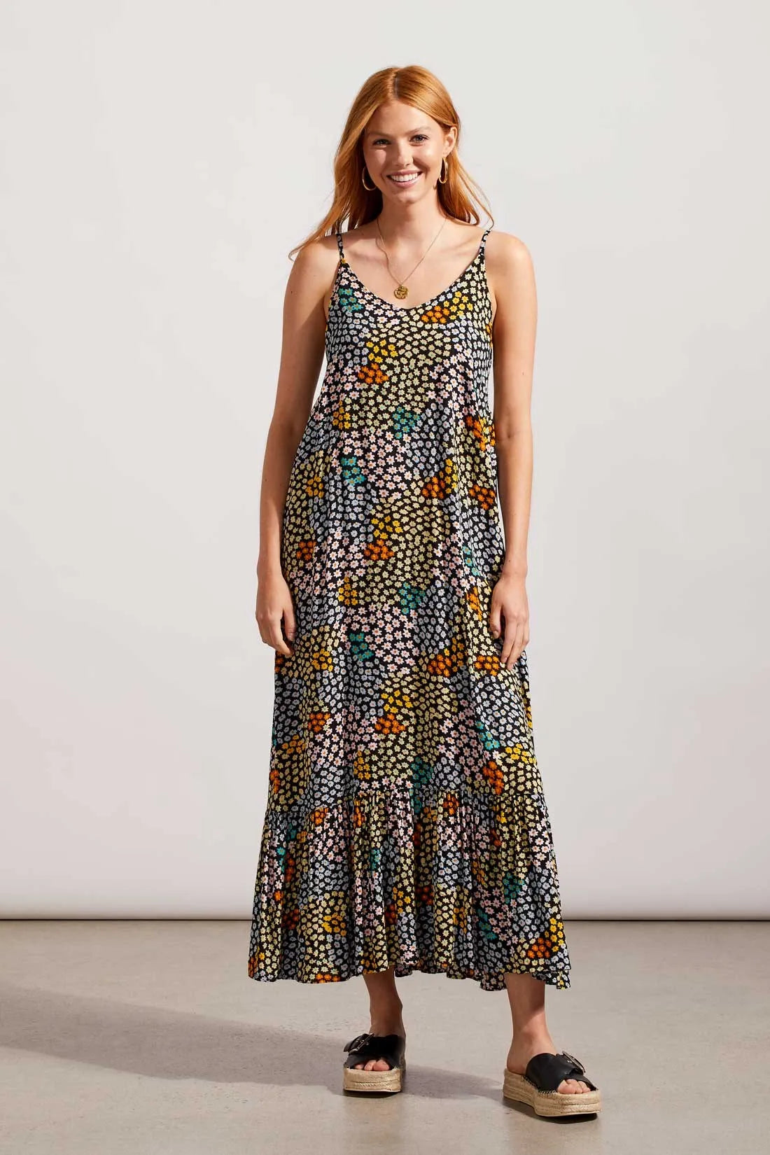 Tribal 76640 Daisy Ditsy Maxi Dress w/ Bottom Frill