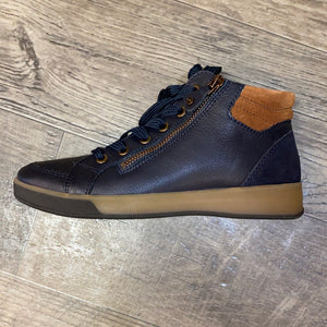 Ara 12-44499 Blue Leather/Suede High Top Sneaker