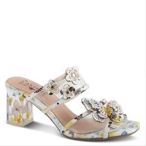 L’Artiste Adored Yellow Multi Butterfly Heel Sandal